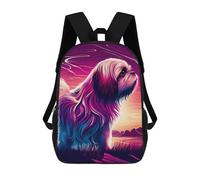 sinyumoney 3D Printed School Bag Neon Sunset Dog Portrait Kid's Backpack Bookbag Cute Rucksacks Waterproof Fashion Casual Schoolbag for Kids 17inch