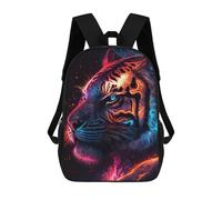 sinyumoney 3D Printed School Bag Neon Tiger Portrait -6 Kid's Backpack Bookbag Cute Rucksacks Waterproof Fashion Casual Schoolbag for Kids 17inch