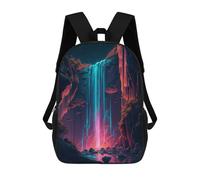 sinyumoney 3D Printed School Bag Neon Waterfall Landscape Kid's Backpack Bookbag Cute Rucksacks Waterproof Fashion Casual Schoolbag for Kids 17inch