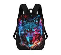 sinyumoney 3D Printed School Bag Neon Wolf Artwork Kid's Backpack Bookbag Cute Rucksacks Waterproof Fashion Casual Schoolbag for Kids 17inch