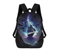 sinyumoney 3D Printed School Bag Night Sailing Adventure -1 Kid's Backpack Bookbag Cute Rucksacks Waterproof Fashion Casual Schoolbag for Kids 17inch