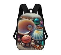 sinyumoney 3D Printed School Bag Oceanic Treasures Shells And Pearls Kid's Backpack Bookbag Cute Rucksacks Waterproof Fashion Casual Schoolbag for Kids 17inch