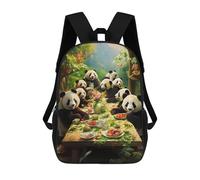 sinyumoney 3D Printed School Bag Pandas Feast in The Jungle Kid's Backpack Bookbag Cute Rucksacks Waterproof Fashion Casual Schoolbag for Kids 17inch