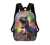sinyumoney 3D Printed School Bag Rainbow Dinosaur Party Kid's Backpack Bookbag Cute Rucksacks Waterproof Fashion Casual Schoolbag for Kids 17inch