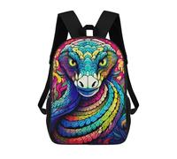 sinyumoney 3D Printed School Bag Rainbow Serpent Portrait Kid's Backpack Bookbag Cute Rucksacks Waterproof Fashion Casual Schoolbag for Kids 17inch
