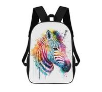sinyumoney 3D Printed School Bag Rainbow Zebra Watercolor Art Print Kid's Backpack Bookbag Cute Rucksacks Waterproof Fashion Casual Schoolbag for Kids 17inch