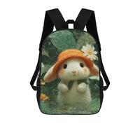 sinyumoney 3D Printed School Bag Rainy Day Bunny-2 Kid's Backpack Bookbag Cute Rucksacks Waterproof Fashion Casual Schoolbag for Kids 17inch