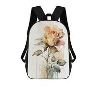 sinyumoney 3D Printed School Bag Rose Watercolor Painting Kid's Backpack Bookbag Cute Rucksacks Waterproof Fashion Casual Schoolbag for Kids 17inch