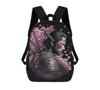 sinyumoney 3D Printed School Bag Samurai Warrior with Cherry Blossoms-9 Kid's Backpack Bookbag Cute Rucksacks Waterproof Fashion Casual Schoolbag for Kids 17inch