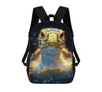 sinyumoney 3D Printed School Bag Sea Turtle with Golden Glow Animal Kid's Backpack Bookbag Cute Rucksacks Waterproof Fashion Casual Schoolbag for Kids 17inch