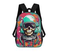 sinyumoney 3D Printed School Bag Skull Astronaut in Space Suit -1 Kid's Backpack Bookbag Cute Rucksacks Waterproof Fashion Casual Schoolbag for Kids 17inch