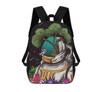 sinyumoney 3D Printed School Bag Space Explorer's Garden Kid's Backpack Bookbag Cute Rucksacks Waterproof Fashion Casual Schoolbag for Kids 17inch
