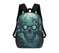 sinyumoney 3D Printed School Bag Spooky Skull with Full Moon Kid's Backpack Bookbag Cute Rucksacks Waterproof Fashion Casual Schoolbag for Kids 17inch
