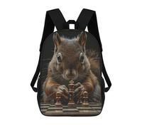 sinyumoney 3D Printed School Bag Squirrel Chess Kid's Backpack Bookbag Cute Rucksacks Waterproof Fashion Casual Schoolbag for Kids 17inch