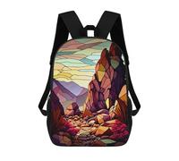 sinyumoney 3D Printed School Bag Stained Glass Landscape Kid's Backpack Bookbag Cute Rucksacks Waterproof Fashion Casual Schoolbag for Kids 17inch