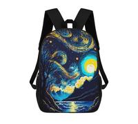 sinyumoney 3D Printed School Bag Starry Night with Moon Kid's Backpack Bookbag Cute Rucksacks Waterproof Fashion Casual Schoolbag for Kids 17inch