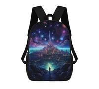sinyumoney 3D Printed School Bag Starry Sky Cityscape Kid's Backpack Bookbag Cute Rucksacks Waterproof Fashion Casual Schoolbag for Kids 17inch