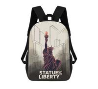 sinyumoney 3D Printed School Bag Statue of Liberty Illustration Kid's Backpack Bookbag Cute Rucksacks Waterproof Fashion Casual Schoolbag for Kids 17inch