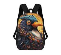 sinyumoney 3D Printed School Bag Steampunk Bird Art Kid's Backpack Bookbag Cute Rucksacks Waterproof Fashion Casual Schoolbag for Kids 17inch