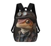 sinyumoney 3D Printed School Bag Steampunk Lizard Portrait Kid's Backpack Bookbag Cute Rucksacks Waterproof Fashion Casual Schoolbag for Kids 17inch