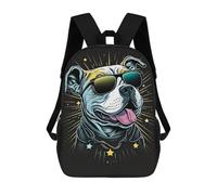 sinyumoney 3D Printed School Bag Stylish Dog with Sunglasses Kid's Backpack Bookbag Cute Rucksacks Waterproof Fashion Casual Schoolbag for Kids 17inch