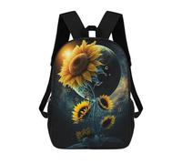 sinyumoney 3D Printed School Bag Sunflower Dreams in Space Kid's Backpack Bookbag Cute Rucksacks Waterproof Fashion Casual Schoolbag for Kids 17inch