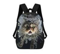 sinyumoney 3D Printed School Bag Surprised Cat Underwater Kid's Backpack Bookbag Cute Rucksacks Waterproof Fashion Casual Schoolbag for Kids 17inch