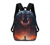sinyumoney 3D Printed School Bag Tiger's Roar A Fiery Encounter Kid's Backpack Bookbag Cute Rucksacks Waterproof Fashion Casual Schoolbag for Kids 17inch