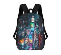 sinyumoney 3D Printed School Bag Times Square Nightscape Kid's Backpack Bookbag Cute Rucksacks Waterproof Fashion Casual Schoolbag for Kids 17inch