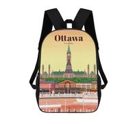 sinyumoney 3D Printed School Bag Travel to Ottawa Kid's Backpack Bookbag Cute Rucksacks Waterproof Fashion Casual Schoolbag for Kids 17inch