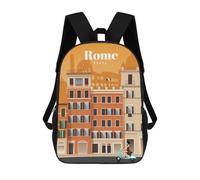 sinyumoney 3D Printed School Bag Travel to Rome Kid's Backpack Bookbag Cute Rucksacks Waterproof Fashion Casual Schoolbag for Kids 17inch