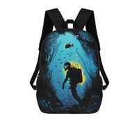 sinyumoney 3D Printed School Bag Underwater Explorer Kid's Backpack Bookbag Cute Rucksacks Waterproof Fashion Casual Schoolbag for Kids 17inch