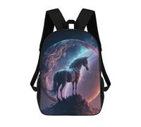 sinyumoney 3D Printed School Bag Unicorn in Cosmic Landscape Kid's Backpack Bookbag Cute Rucksacks Waterproof Fashion Casual Schoolbag for Kids 17inch
