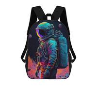 sinyumoney 3D Printed School Bag Vibrant Astronaut in Space -1 Kid's Backpack Bookbag Cute Rucksacks Waterproof Fashion Casual Schoolbag for Kids 17inch