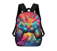 sinyumoney 3D Printed School Bag Vibrant Gaming Controller Artwork -126 Kid's Backpack Bookbag Cute Rucksacks Waterproof Fashion Casual Schoolbag for Kids 17inch