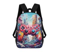sinyumoney 3D Printed School Bag Vibrant Gaming Controller Artwork -138 Kid's Backpack Bookbag Cute Rucksacks Waterproof Fashion Casual Schoolbag for Kids 17inch