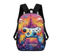 sinyumoney 3D Printed School Bag Vibrant Gaming Controller Artwork -139 Kid's Backpack Bookbag Cute Rucksacks Waterproof Fashion Casual Schoolbag for Kids 17inch