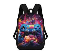 sinyumoney 3D Printed School Bag Vibrant Gaming Controller Artwork -162 Kid's Backpack Bookbag Cute Rucksacks Waterproof Fashion Casual Schoolbag for Kids 17inch