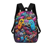 sinyumoney 3D Printed School Bag Vibrant Gaming Controllers Collage -3 Kid's Backpack Bookbag Cute Rucksacks Waterproof Fashion Casual Schoolbag for Kids 17inch