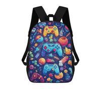 sinyumoney 3D Printed School Bag Vibrant Gaming Controllers Illustration -1 Kid's Backpack Bookbag Cute Rucksacks Waterproof Fashion Casual Schoolbag for Kids 17inch