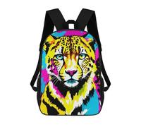 sinyumoney 3D Printed School Bag Vibrant Leopard Portrait Kid's Backpack Bookbag Cute Rucksacks Waterproof Fashion Casual Schoolbag for Kids 17inch