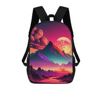 sinyumoney 3D Printed School Bag Vibrant Mountain Sunset Landscape Kid's Backpack Bookbag Cute Rucksacks Waterproof Fashion Casual Schoolbag for Kids 17inch