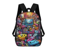 sinyumoney 3D Printed School Bag Vibrant Retro Gaming Collage -5 Kid's Backpack Bookbag Cute Rucksacks Waterproof Fashion Casual Schoolbag for Kids 17inch