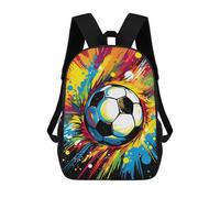 sinyumoney 3D Printed School Bag Vibrant Soccer Ball Artwork -1 Kid's Backpack Bookbag Cute Rucksacks Waterproof Fashion Casual Schoolbag for Kids 17inch