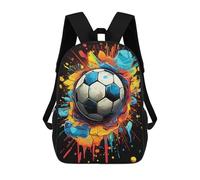 sinyumoney 3D Printed School Bag Vibrant Soccer Ball Artwork Kid's Backpack Bookbag Cute Rucksacks Waterproof Fashion Casual Schoolbag for Kids 17inch