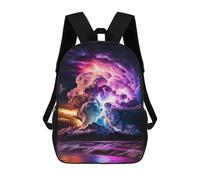 sinyumoney 3D Printed School Bag Volcano Eruption with Lightning -1 Kid's Backpack Bookbag Cute Rucksacks Waterproof Fashion Casual Schoolbag for Kids 17inch