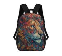 sinyumoney 3D Printed School Bag Whimsical Lion Amidst Flowers Kid's Backpack Bookbag Cute Rucksacks Waterproof Fashion Casual Schoolbag for Kids 17inch