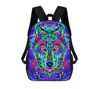 sinyumoney 3D Printed School Bag Wolf Art Print Kid's Backpack Bookbag Cute Rucksacks Waterproof Fashion Casual Schoolbag for Kids 17inch