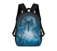 sinyumoney 3D Printed School Bag Wolf Moonlit Forest Kid's Backpack Bookbag Cute Rucksacks Waterproof Fashion Casual Schoolbag for Kids 17inch