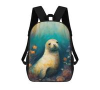 sinyumoney 3D Printed Seal Endearing Children Backpacks Kids Cute School Backpack Outdoor Casual Daypack for Boys Middle School Students 17inch
